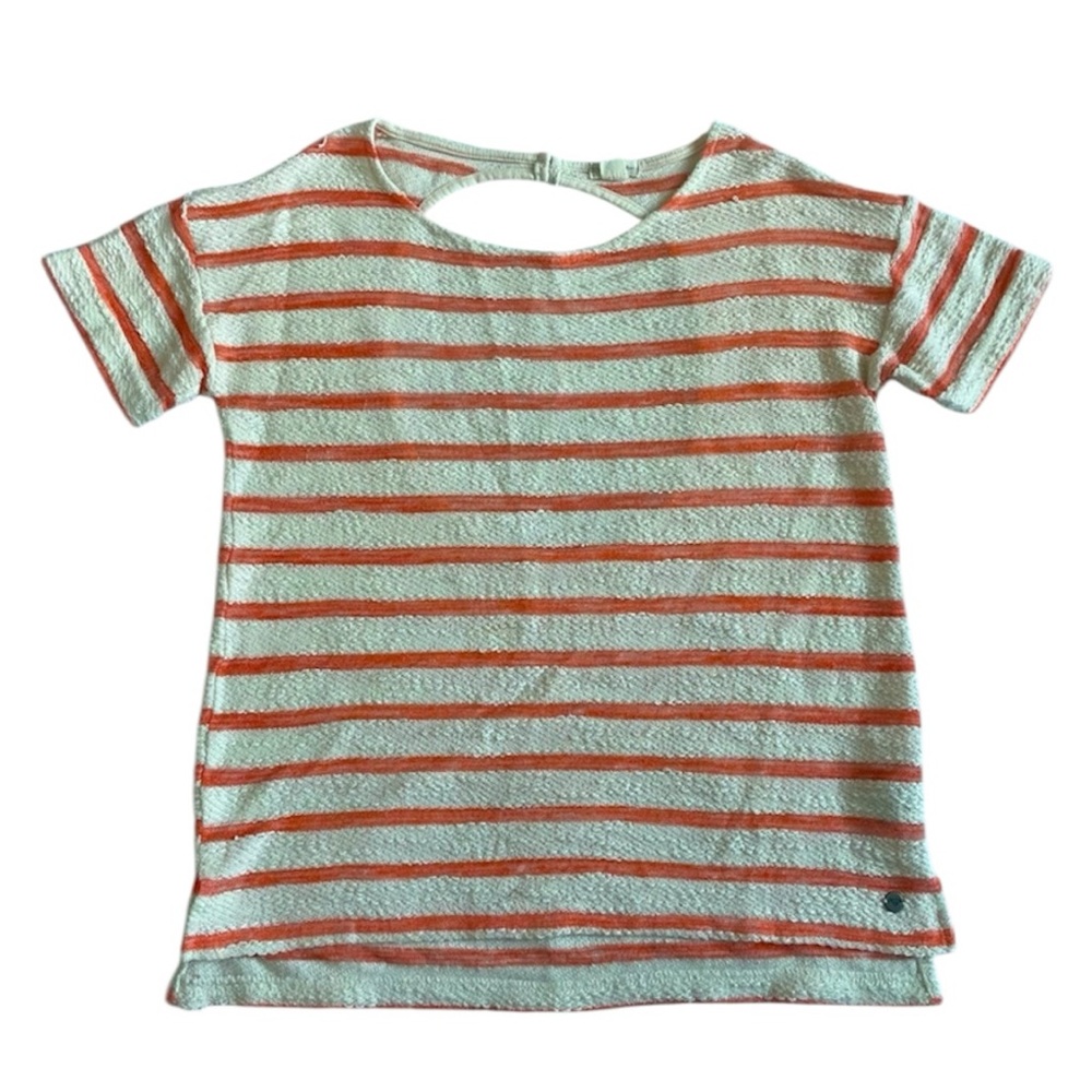 Roxy woven knit back cut out stripped tee womens XL